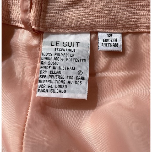 Le Suit Pantsuit Women's Two-Piece Set Blazer(14) & Pants(12) Peach Lined - Picture 16 of 16